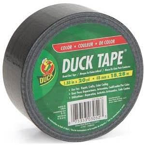 Shurtech Duct Tape - Colored Duct Tape, 9 mil, 1.88" x 20 yd., 3" Core, Black - DUC1265013