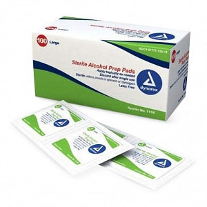 Dynarex Alcohol Prep Pads - Sterile Alcohol Prep Pad, Size L - 1116