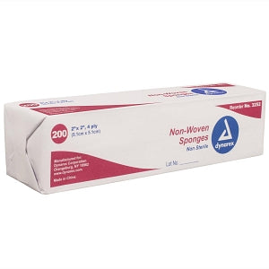 Dynarex Corporation Non-Woven Non-Sterile Gauze Sponges - Nonwoven Gauze Sponge, Nonsterile, 4-Ply, 2" x 2" - 3252