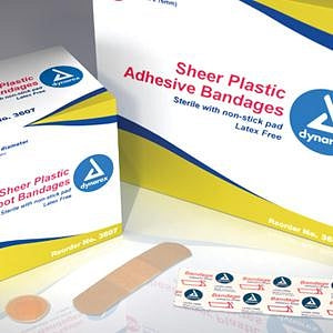 Dynarex Corporation Sheer Plastic Adhesive Bandages - Adhesive Bandage, Sheer, Strips, 1" x 3" - 3602