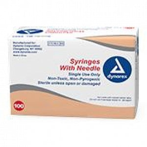 Dynarex Nonsafety Syringe with Needle - Nonsafety Syringe with Needle, 1-cc Luer Slip, 25G, 5/8" - 6994