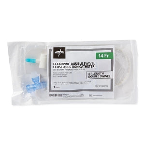 Medline ClearPro Closed Suction Catheter - ClearPro Double Swivel Closed Suction Catheter with Endotracheal Tube Connection, 14 Fr - DYNCPDS14