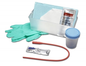 Medline Intermittent Urethral Catheterization Trays - Intermittent / Urethral Insertion with 15 Fr Red Rubber Catheter, PVP, Aloetouch Gloves, CSR Wrapped Tray - DYND10350