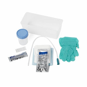 Medline Intermittent Urethral Catheterization Trays - Intermittent / Urethral Insertion with 14 Fr Vinyl Catheter, BZK, Aloetouch Gloves, CSR Wrapped Tray - DYND10500