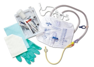 Medline Silicone-Elastomer Latex 2-Layer Foley Catheter Tray / Drain Bag - Two-Layer Tray with Drain Bag with Antireflux Device and Silicone-Elastomer Coated Latex Foley Catheter, 18 Fr, 10 mL - DYND11865