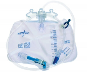 Medline Urinary Drain Bags - Drainage Bag, 2, 000 mL, Anti-Reflux Device with Metal Clamp - DYND15203