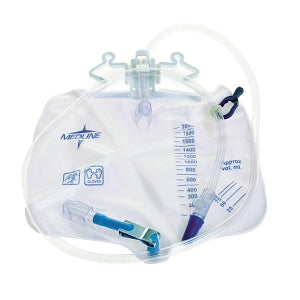 Medline Urinary Drain Bags - Drainage Bag, 2, 000 mL, Anti-Reflux Tower with Metal Clamp - DYND15203