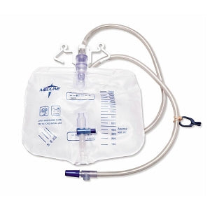 Medline Urinary Drain Bags - Drainage Bag, 2, 000 mL, Anti-Reflux Device with Slide-Tap - DYND15207