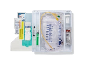 Medline Silicone-Elastomer Latex 1-Layer Foley Catheter Tray / Urine Meter - One-Layer Tray with 400 mL Urine Meter with 2, 500 mL Drain Bag and Silicone-Elastomer Coated Latex Foley Catheter, 14 Fr, 10 mL - DYND160214