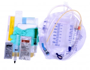 Medline Silicone-Elastomer Latex 1-Layer Foley Catheter Tray / Urine Meter - One-Layer Tray with 400 mL Urine Meter with 2, 500 mL Drain Bag and Silicone-Elastomer Coated Latex Foley Catheter, 16 Fr, 10 mL - DYND160216