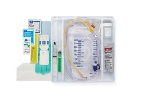 Medline Silicone-Elastomer Latex 1-Layer Foley Catheter Tray / Urine Meter - One-Layer Tray with 400 mL Urine Meter, 2, 500 mL Drain Bag with Metal-Free Drainage Port and Silicone-Elastomer Coated Latex Foley Catheter, 16 Fr, 10 mL - DYND160216S