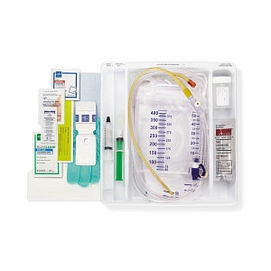 Medline Silicone-Elastomer Latex 1-Layer Foley Catheter Tray / Urine Meter - One-Layer Tray with 400 mL Urine Meter with 2, 500 mL Drain Bag and Silicone-Elastomer Coated Latex Foley Catheter, 16 Fr, 10 mL - DYND160216