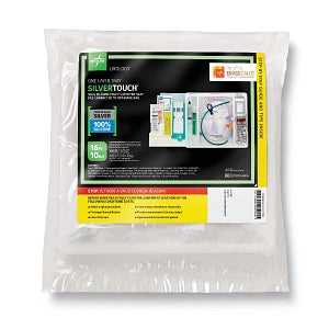 Medline Silvertouch 100% Silicone 1-Layer Foley Catheter Tray / Drain Bag - One-Layer Tray with Drain Bag and Silvertouch 100% Silicone Foley Catheter, 16 Fr, 10 mL - DYND160416