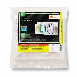 Medline Silvertouch 100% Silicone 1-Layer Foley Catheter Tray / Drain Bag - One-Layer Tray with Drain Bag and Silvertouch 100% Silicone Foley Catheter, 16 Fr, 10 mL - DYND160416