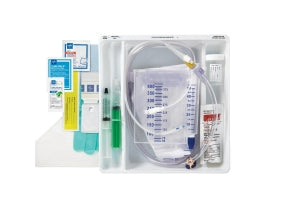 Medline Temperature-Sensing 100% Silicone 1-Layer Foley Catheter Tray - One-Layer Tray with 400 mL Urine Meter with 2, 500 mL Drain Bag and 100% Temperature-Sensing Silicone Foley Catheter, 12 Fr, 10mL - DYND160812T