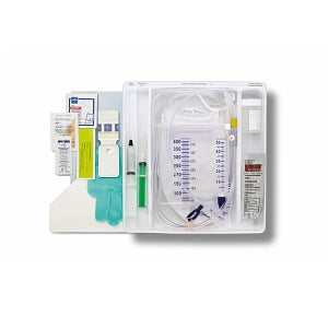 Medline 100% Silicone 1-Layer Foley Catheter Tray with Urine Meter - One-Layer Tray with 400 mL Urine Meter with 2, 500 mL Drain Bag and 100% Silicone Foley Catheter, 12 Fr, 10 mL - DYND160812