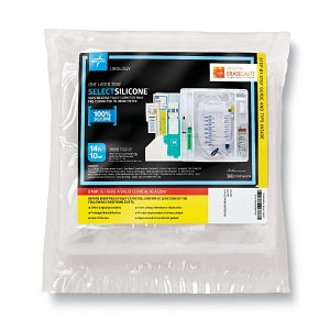 Medline 100% Silicone 1-Layer Foley Catheter Tray with Urine Meter - One-Layer Tray with 400 mL Urine Meter with 2, 500 mL Drain Bag and 100% Silicone Foley Catheter, 14 Fr, 10 mL - DYND160814