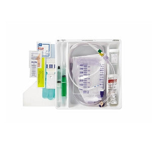 Medline Temperature-Sensing 100% Silicone 1-Layer Foley Catheter Tray - One-Layer Tray with 400 mL Urine Meter with 2, 500 mL Drain Bag and 100% Temperature-Sensing Silicone Foley Catheter, 14 Fr, 10mL - DYND160814T