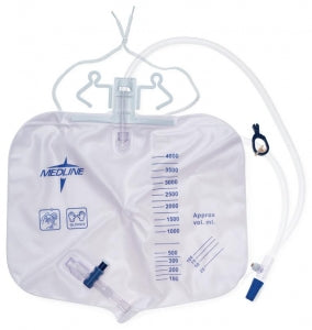 Medline Urinary Drain Bags - Drainage Bag, 4, 000 mL, Anti-Reflux Tower with Slide-Tap, OR Sterile, Luer Lock - DYND25405S