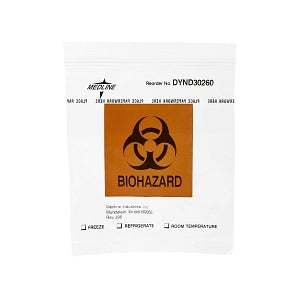 Medline Zip-Style Biohazard Specimen Bags - Zip-Style Biohazard Specimen Bag with Pocket, 6" x 6" - DYND30260