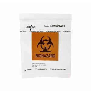 Medline Zip-Style Biohazard Specimen Bags - Zip-Style Biohazard Specimen Bag with Pocket, 6" x 6" - DYND30260