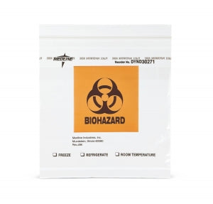 Medline Zip-Style Biohazard Specimen Bags - Zip-Style Biohazard Specimen Bag with Pocket, 8" x 8" - DYND30271