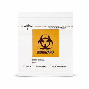 Medline Zip-Style Biohazard Specimen Bags - Zip-Style Biohazard Specimen Bag with Pocket, 8" x 8" - DYND30271