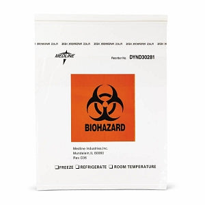 Medline Zip-Style Biohazard Specimen Bags - Zip-Style Biohazard Specimen Bag with Pocket, 12" x 15" - DYND30281