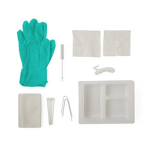 Medline Tracheostomy Care and Cleaning Trays - Tracheostomy Tray with (2) Powder-Free Gloves, (2) Nonwoven Gauze 4x4s, (2) Pipe Cleaners, (5) Cotton-Tip Applicators, (1) Pliable Cleaning Brush and (1) 13" x 19" Towel - DYND4061030