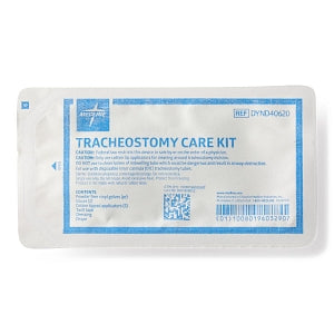 Medline Tracheostomy Care and Cleaning Trays - One Compartment Tracheostomy Tray with (2) Aloe Touch Gloves, (1) Drape, (2) Nonwoven Gauze 4x4s, (5) Cotton-Tip Applicators, (1) 34" Twill Tape and (1) 6-ply Trach Dressing - DYND40620