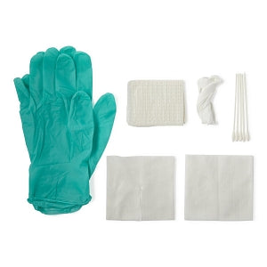 Medline Tracheostomy Care and Cleaning Trays - One Compartment Tracheostomy Tray with (2) Aloe Touch Gloves, (1) Drape, (2) Nonwoven Gauze 4x4s, (5) Cotton-Tip Applicators, (1) 34" Twill Tape and (1) 6-ply Trach Dressing - DYND40620