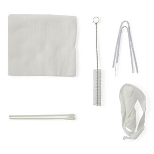 Medline Tracheostomy Care and Cleaning Trays - One Compartment Tracheostomy Tray with (2) Pipe Cleaners, (2) Nonwoven Gauze 4x4s, (2) Cotton-Tip Applicators, (1) Pliable Cleaning Brush and (1) 34" Twill Tape - DYND40622