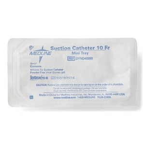 Medline Open Suction Rigid Trays with Catheter and Gloves - Mini Suction Catheter Tray with Pair of Gloves, 10 Fr - DYND40980