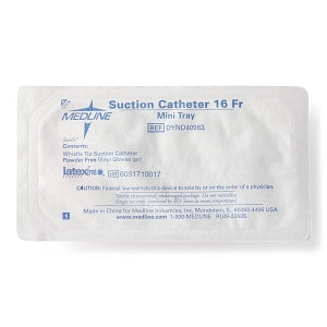 Medline Open Suction Rigid Trays with Catheter and Gloves - Mini Suction Catheter Tray with Pair of Gloves, 16 Fr - DYND40983