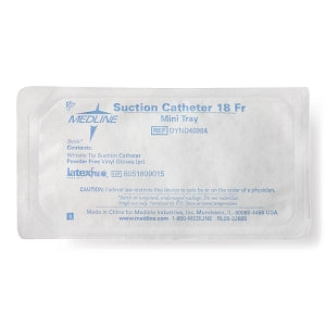 Medline Open Suction Rigid Trays with Catheter and Gloves - Mini Suction Catheter Tray with Pair of Gloves, 18 Fr - DYND40984