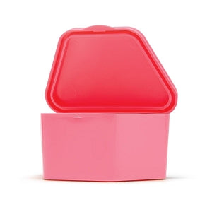 Medline Hot Pink Hinged Lid Denture Container - Denture Container, Cup with Attached Lid, Hot Pink - DYND70294B