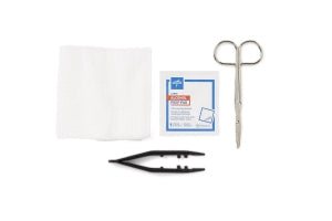 Medline Economy Suture Removal Trays - Suture Removal Tray with Wire Metal Littauer Scissors and Forceps - DYND71020