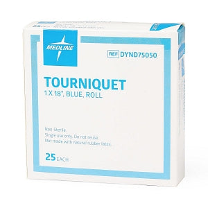 Medline Tourniquets - Tourniquet, Rolled, Blue, 1" x 18" - DYND75050