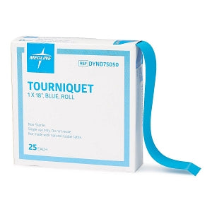 Medline Tourniquets - Tourniquet, Rolled, Blue, 1" x 18" - DYND75050