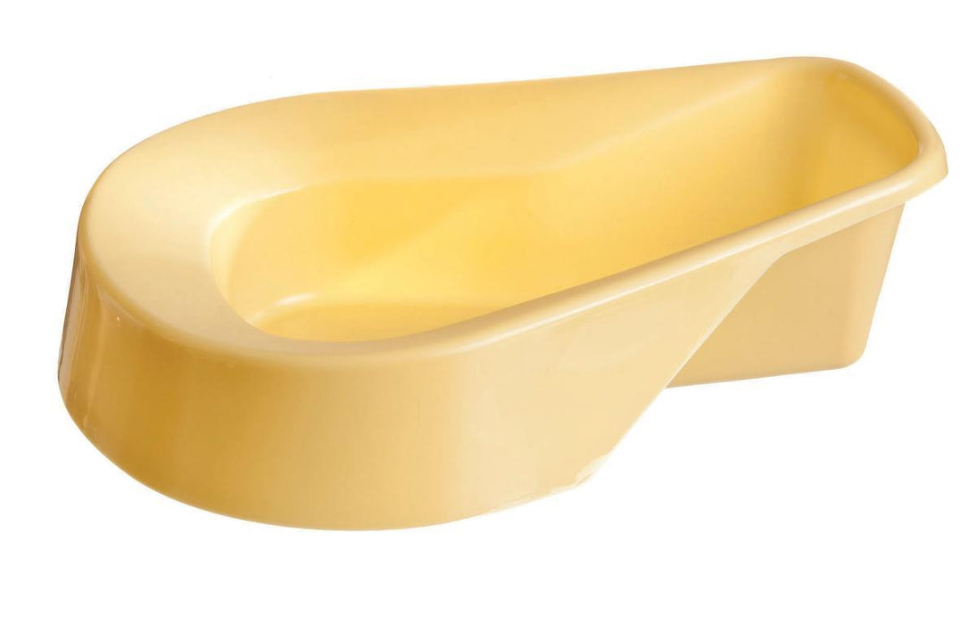 Medline Pontoon Bedpans - Pontoon Stackable Bedpan, Saddle Shaped, with High Rolled Front, Gold, 350 lb. Capacity - DYND80211