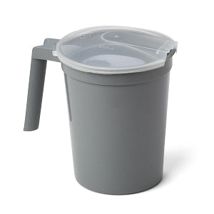 Medline Non-Insulated Plastic Pitchers - Noninsulated Plastic Pitcher with Handle and Lid, Graphite, 1, 000 cc - DYND80535