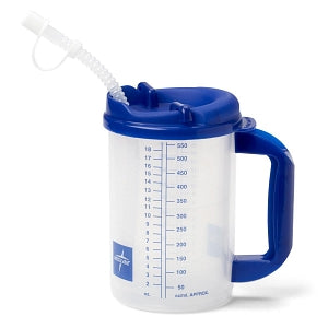 Medline Insulated Carafes - Carafe with Graduations, Clear with Blue Lid, 20 oz. - DYND80556