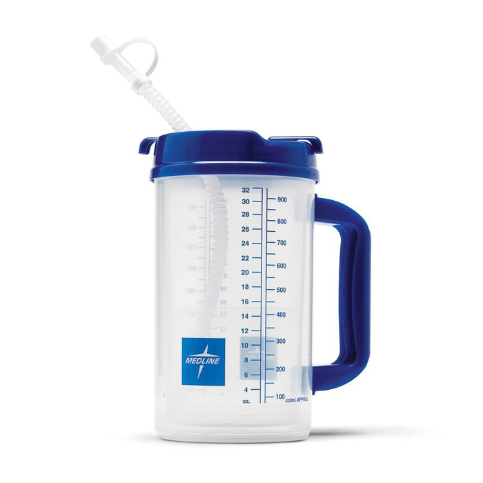 Medline Insulated Carafes - CARAFE, 32OZ, GRAD, CLR W/BLUE SWIVEL LID - DYND80558