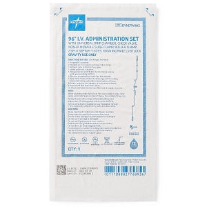 Medline IV Administration Sets - IV Administration Set with 2 Pre-Slit Ports, 15 Drops / mL, 96" - DYNDTA1812