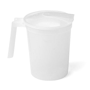 Medline Non-Insulated Plastic Pitchers - Noninsulated Plastic Pitcher with Handle and Lid, Pigment Free, 1, 000 cc - DYNEC80535C