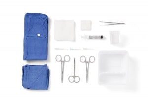 Medline Laceration Trays with Satin Instruments - LACERATION TRAY W/CLOTH TOWELS / DRAPE - DYNJ03003