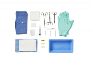 Medline Laceration Trays with Floor-Grade Instruments - Laceration Tray with 5.5" Needle Holder - DYNJ03021