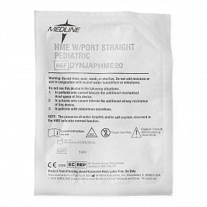 Medline Heat and Moisture Exchangers (HME) - Straight HME, Gas Sampling Port, 22M/15F x 22F/15M Connection, Pediatric - DYNJAPHME20
