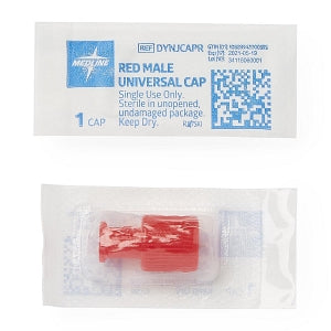 Medline Vascular Access Adapters and Caps - Universal Male / Female Luer  Lock Connector Cap, Red - DYNJCAPR