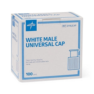 Medline Vascular Access Adapters and Caps - Universal Male / Female Luer Lock Connector Cap, White - DYNJCAP